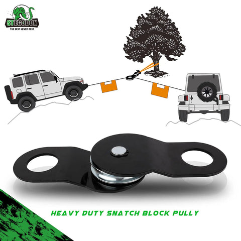 Heavy Duty 4x4 Recovery Kit With Winch Accessory Bundle Tow Strap Eight-Ton Snatch Block Shackle Receiver Hitch Lock D Ring Shackles