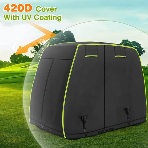 Universal 2 To 4 Passenger Golf Cart Cover With Reflective Strips All Weather Protection Waterproof Snowproof Windproof Sunproof