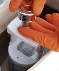 ForPro heavy-duty orange nitrile disposable gloves, 8 mil, XX-Large, raised diamond grip, close-up view