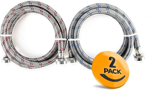 Stainless Steel Washing Machine Hoses 4 Foot Burst Proof 2 Pack Hot And Cold Water Supply Hoses For Washing Machines
