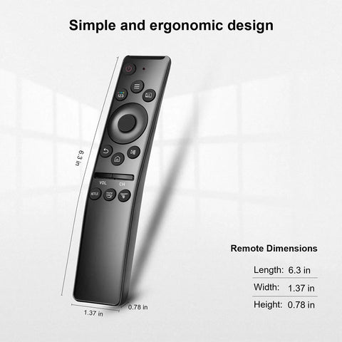 Universal TV Remote Replacement For Smart TVs, No Fuss Setup And Plug And Play, ergonomic design with dimensions.