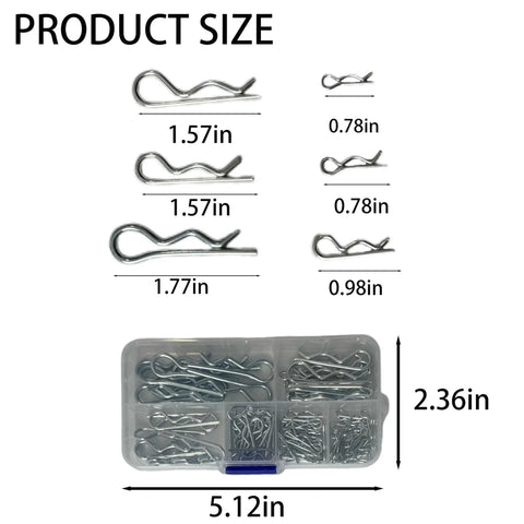 Stainless Steel Hardware Pins Kit With Cotter Pins Hair Pin Clips Tractor Pins And Hitch Pin Clips assorted sizes in box