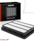Engine Air Filter For Hyundai Tucson And Kia Sportage Rigid Panel Fits 2016 to 2021 Tucson 1.6L 2.0L 2.4L and 2017 to 2022 Sportage 2.0L 2.4L Direct Fit High Performance Replacement For Everyday Driver Comfort displayed on box with filter in front