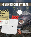 Rhino Rescue 4-vent chest seal kit, 2-pack, sterile occlusive pad with red backing, front view