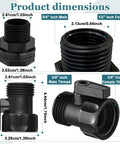 Product dimensions of Four Pack Rain Barrel Spigot Kit With Three Quarter Inch Garden Hose Shut Off Valves And Three Quarter Inch GHT Bulkhead Fittings, Includes Gaskets, Tape, And Rope For Rain Barrels, Tubs, Pools And Aquariums.