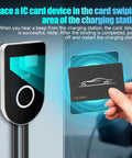 Top Shelf Smart Wifi Level 2 Ev Charger Station 48 Amps Adjustable 240 Volt displaying card swiping area for RFID card use.
