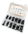 CAESKES vacuum connector assortment kit in a clear plastic case, 12 sizes of black nylon automotive vacuum tubing connectors.