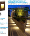 Outdoor pathway with 3CCT LED Step Lights For Indoor Outdoor Use 120V 277V Dimmable Vertical Stair Lights 150LM 2.5W Zinc Alloy White IP65