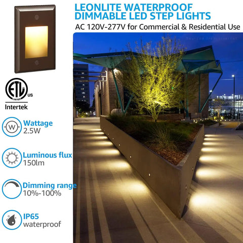 Outdoor pathway with 3CCT LED Step Lights For Indoor Outdoor Use 120V 277V Dimmable Vertical Stair Lights 150LM 2.5W Zinc Alloy White IP65