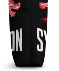 Side view of Paddler Tote Bag For Dragon Boat Racing And Dragonboating Crew Dope Gear For Synchronous Paddling, black with red design.
