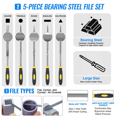 68-piece 3D printer tools kit with case; includes deburring tool, scrapers, files, tweezers; compatible with Bambu Lab