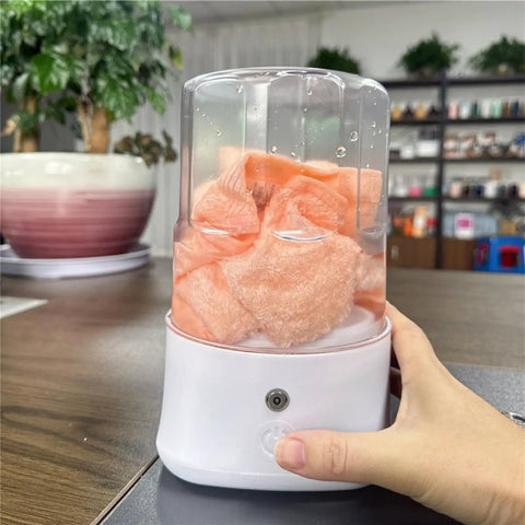 Portable Underwear Washer Mini Compact Laundry Device Built In Rechargeable Battery with towels inside, ideal for dorms and travel.