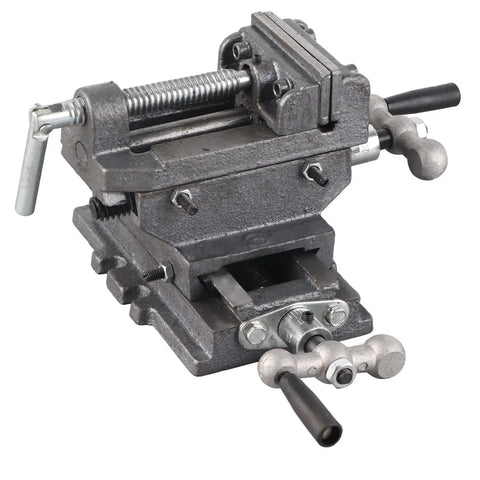 Heavy Duty 3 Inch Bench Vise With Reinforced Cast Iron Base And Powder Metallurgy Jaws For Milling Drilling Machines Smooth Grip Workholding Tool on a white background.