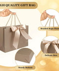 Two Large Gift Bags Set With Two Color Ribbons Two Greeting Cards And Four Sheets Tissue Paper For Birthdays Weddings Baby Showers And Christmas Portable Gift Bags For Easy Gifting At Parties in champagne gold with ribbon.