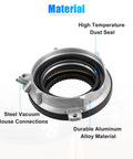 Close-up of auto locking hub actuator showing steel vacuum connections and aluminum alloy material with high temp dust seal.