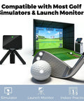 Reflective Golf Ball Tracking Dots For Launch Monitors And Golf Simulators 200 Pack with simulator and launch monitor setup.