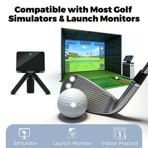Reflective Golf Ball Tracking Dots For Launch Monitors And Golf Simulators 200 Pack with simulator and launch monitor setup.