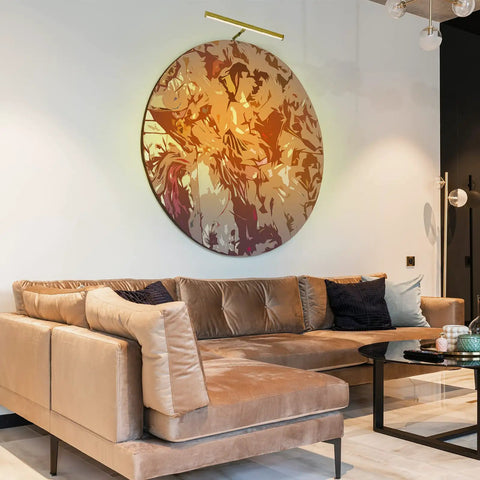 Sleek Slimline Picture Light for Artwork Displays with Integrated LED, 14 Inch Adjustable Wall Light over colorful round art