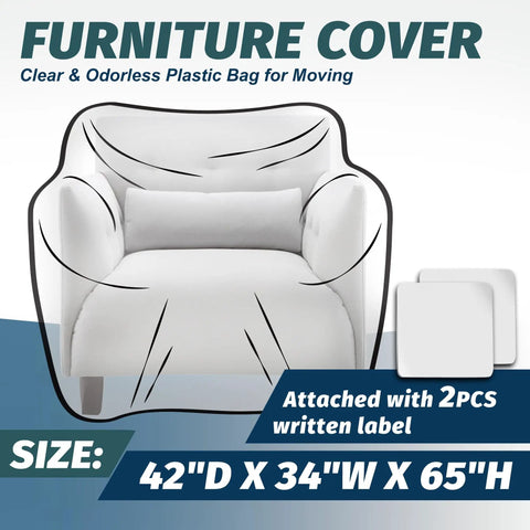 Illustration of Crystal Clear Plastic Moving Chair Cover Bag For Storage And Transport Extra Large 65 X 42 X 34 Inch Waterproof