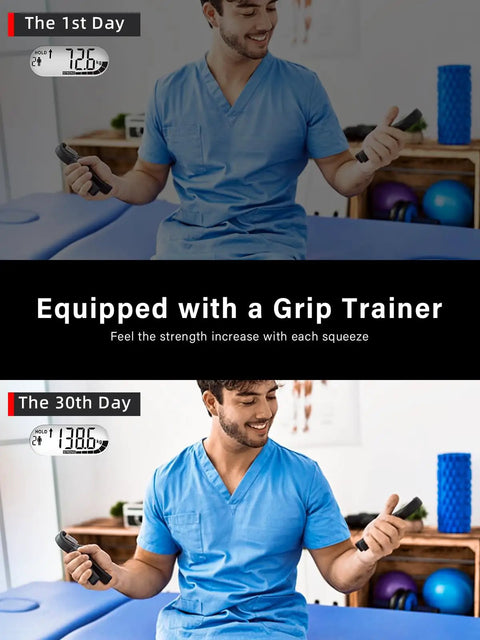 Man using Dual Function Grip Strength Tester And Adjustable Resistance Hand Gripper For Sports Training