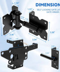Pro Grade Self Closing Gate Hardware Kit With Heavy Duty Hinges And Latch for Wooden Vinyl PVC Fence Gates dimensions view