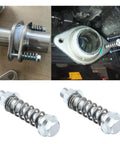 Heavy Duty Exhaust Manifold Bolts Kit With Shock Absorbing Springs For M10X1.5 Exhaust Gaskets, Silver, shown installed and unattached