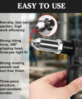 DIY Friendly Pro Grade Rivet Gun Adapter Kit With Drill Attachment, 3-jaw gripping head highlighted, black aluminum alloy.
