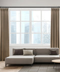 Heavy Duty 1 Inch Curtain Rod Set With Round Finials, Adjustable From 16 To 60 Inches, Black Finish, living room setup.