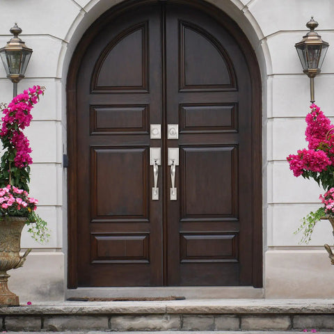 Heavy Duty Front Door Handle Set With Double Door Lock Satin Nickel Finish Includes Dummy Single Cylinder Deadbolt Lever Handle Reversible For Right Or Left Handed Doors on wood double doors