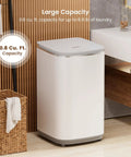 Heavy Duty Super Compact Portable Washer And Spin Dryer 0.8 Cu Ft Mini Washing Machine in a modern bathroom setting.