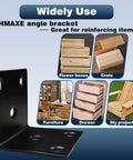 No Fuss Heavy Duty 25 Pack 1.5 Inch L Brackets featuring 2mm thick black stainless steel for furniture and DIY projects.