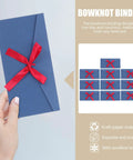 Blue retro invitation envelopes set with red bowknot, 10 pack, 22x11cm, 250gsm Kraft paper for greeting cards and party invitations.