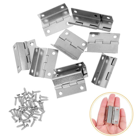 10 Pack Iron Folding Cabinet Hinges With Right Angle Mount, Smooth Quiet Operation, screws included, hand size reference