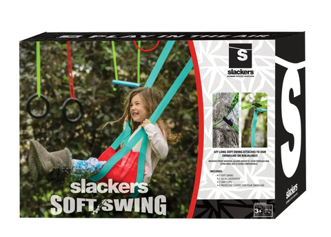 Box of Classic Mesh Swing Seat For Swing Sets Kids 3 And Up Easy To Attach Backyard Playground Accessory with image of child swinging
