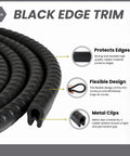 Coiled Edge Trim Black Small Fits One Sixteenth Inch Tough Edge Guard with protective strip design visible
