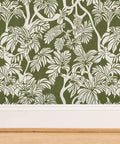 Top Notch Type II Professional Tropical Jungle Wallpaper Featuring Hella Durable Matte Finish and Subtle Linen Texture close-up of green leaf pattern