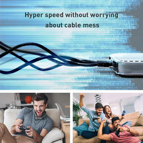 Ultra Fast High Bandwidth Ethernet Cable For Indoor Outdoor Use 6ft Patch Cord connecting to router, ideal for gaming.