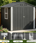 Outdoor Storage Shed With Window Lockable Garden Toolhouse For Backyard Use Ventilated Weather Resistant Durable Galvanized Steel Panels Built To Withstand Rain Wind And Snow Light Grey 6X4FT Backyard Workhorse front view