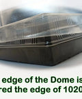 Top Notch Clear Humidity Dome Set For Seed Trays, 10 Pack 1020 Tray Covers for moisture lock, shown on black tray edge.