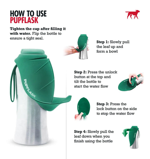 Instructions for using Big Dog Water Bottle Travel Dispenser 27 Or 40 Oz Stainless Steel Hydration Bottle With Leak Proof Cup.