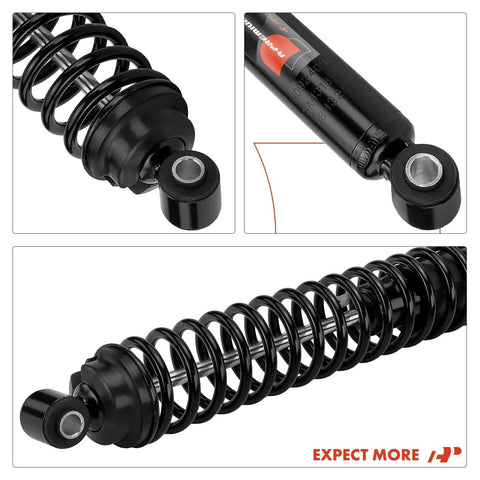 Close-up of Rear Towing Shocks Absorbers With Coil Spring Load Adjustable System for Trucks, heavy-duty design.