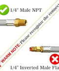 Stainless Steel Braided 18 Inch RV Propane Hose With Gauge Pack Of Two For Standard Two Stage Regulator Fittings NPT to Quick Connect