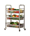 Heavy Duty Rolling Storage Shelf Cart That Is Built Different Featuring Rock Solid 304 Stainless Steel Build with vegetables.