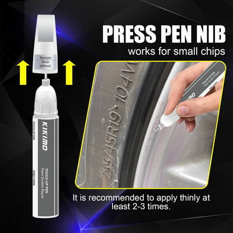 Tesla Rim Touch Up Paint Kit For Model Y, Model 3, Model S, And Model X Wheels, 2 In 1 Rim Scratch Repair Pen Tip Application