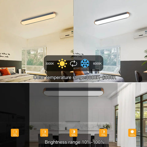 Dimmable LED Ceiling Light With Remote Control 37.4 Inch flush mount with color and brightness settings in modern room.