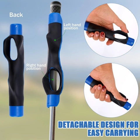 Two Grip Trainers And Swing Correcting Arm Band Set For Men And Women, Beginner Friendly Golf Training Aid, blue detachable grip trainer