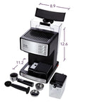 Three In One Espresso And Cappuccino Machine With Stainless Steel Body Programmable Coffee Maker Automatic Milk Frother 15 Bar Pump