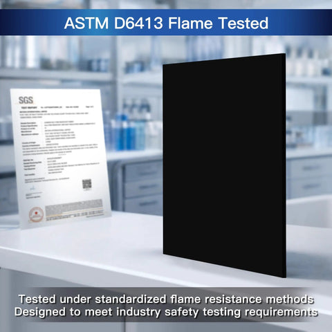 Two Pack 10x10 Inch Fireproof Welding Blanket Set, Carbon Felt Soldering Mat and Pad displayed with ASTM D6413 certification sheet