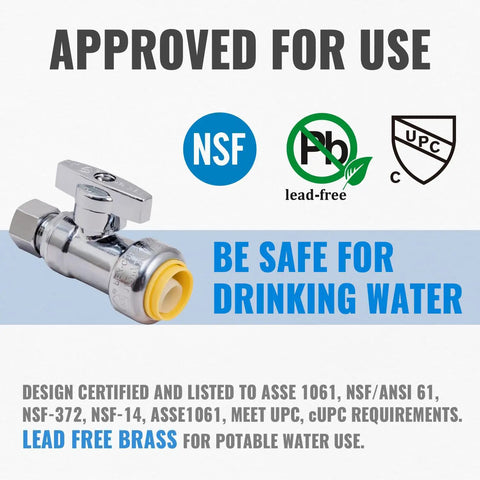 12 Pack Straight Stop Valve Kit For Home Plumbing, 1/2 x 3/8 Inch Compression Toilet Shutoff with NSF lead-free certification