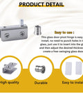 No-Drill Glass Door Pivot Hinge Set for 4-6mm Glass, stainless steel clamp hinges, installation guide image
